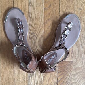 Bella Brown Sandals with Chain Detail